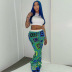 Pantalones ajustados de punto de cintura alta con estampado colorido NSAFS135543
