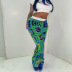 Colorful printed Knitted High Waist Slim Pants NSAFS135543