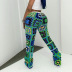 Pantalones ajustados de punto de cintura alta con estampado colorido NSAFS135543