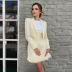 solid color long-sleeved crop blazer with skirt set NSAFS135548