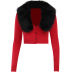 woolen knitted wool long-sleeved crop coat NSAFS135549