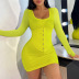 solid color corset U-neck long-sleeved sheath dress NSAFS135550