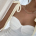 slim solid color lace-up slip sheath dress NSAFS135552