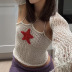 five-pointed star embroidery woolen knitted halter straps long-sleeved crop tops set NSGXF135994