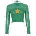 five-pointed star embroidery woolen knitted halter straps long-sleeved crop tops set NSGXF135994