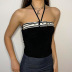 Contrast color lace-up backless slim-fit belt stitching halter neck camisole NSGXF136000