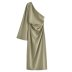 solid color one-shoulder sleeve irregular dress NSAM136014