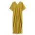 solid color V-neck short sleeve sarong dress NSAM136015