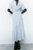 Vestido de manga corta con cuello en V y bordado hueco en color liso NSAM136020