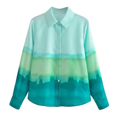 Tie Dye Gradient Long Sleeve Lapel Shirt NSAM136026