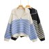 V-neck long sleeve striped lapel sweater NSAM136027