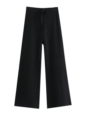 High Waist Loose Thickened Wool Knitted Straight Pants NSAM136032