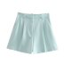 shorts de cintura alta plisados de color liso NSAM136036