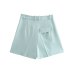 solid color pleated high waist shorts NSAM136036