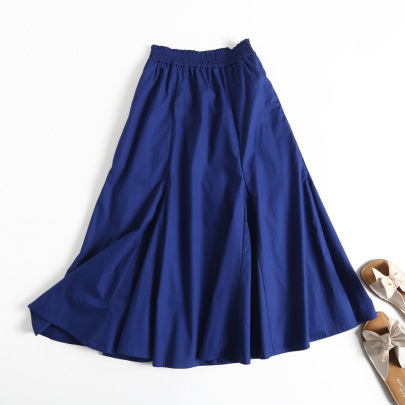 Solid Color High Waist Large Skirt A-line Long Skirt  NSAM136049