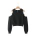 solid color strapless cat ear stitching long sleeve crop hoodie NSAM136056