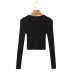 solid color hollow pit strip long sleeve slim knitted cardigan NSAM136058