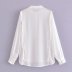 solid color long sleeve singl-breasted ruffled chiffon shirt NSAM136066