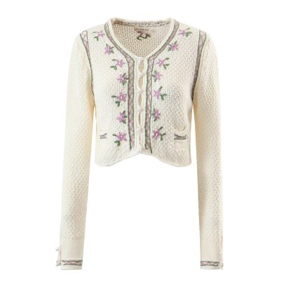Handmade Embroidered Pearl Decoration Long Sleeve Crop Cardigan NSAM136068