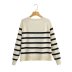 striped long-sleeved round neck pullover sweater NSAM136072