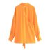 solid color long sleeve back cross knot mid-length shirt NSAM136074