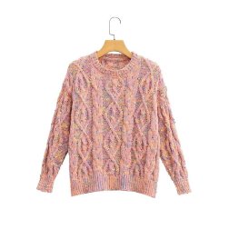 Color Bubble Spots Tie-dye Knitted Coarse Twist Sweater NSAM136076