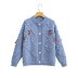 long sleeve cherry embroidery knitted loose round neck cardigan NSAM136077