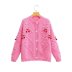 long sleeve cherry embroidery knitted loose round neck cardigan NSAM136077