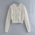 solid color round neck hollow bow long-sleeved knitted cardigan NSAM136080