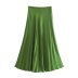 solid color side zipper high waist pleated midi skirt NSAM136082