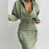 solid color Hooded long sleeve Knitted Dress NSPPF136178