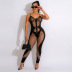 see-through hollow out mesh suspender jumpsuit with underwear NSCYF136098