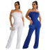 solid color feather stitching tube top wide-leg sleeveless jumpsuit NSCYF136099
