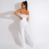 solid color feather stitching tube top wide-leg sleeveless jumpsuit NSCYF136099