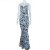 patterns printing swing collar long slip dress NSJYF136123