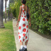 vestido tubo sin espalda con estampado de fresas y cuello halter NSJYF136129