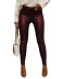 pantalones ajustados de piel sintética de cintura alta de color liso NSYHC136148