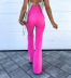 solid color slim high waist bootcut long pants NSYHC136150