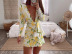 floral printing deep V-neck long-sleeved slim dress NSYHC136159
