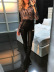 solid color slim PU leather high waist pants NSYHC136161
