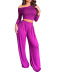 solid color round neck long-sleeved top and pants two-piece set NSYHC136163