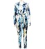 slim printing lapel long-sleeved top and pants two-piece set NSYHC136167