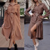 solid color lapel long sleeve single-breasted large skirt shirt dress NSYHC136169