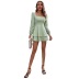 backless strappy square collar long-sleeved ruffled mini dress NSYSQ136383