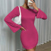 solid color backless round neck pullover trumpet long sleeve sheath dress NSYSQ136388