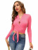 solid color straps slim v-neck knitted long-sleeved crop top NSYSQ136391