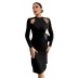 solid color slit hollow waist knitted sheath dress NSYSQ136405