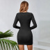 solid color slim fit straps long-sleeved sheath dress NSYSQ136410