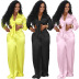 satin lantern sleeve loose top and wide leg trousers two-piece set NSLML136461