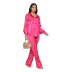 solid color Stretch Satin Fabric long sleeve shirt and trousers Two-piece set NSLML136465